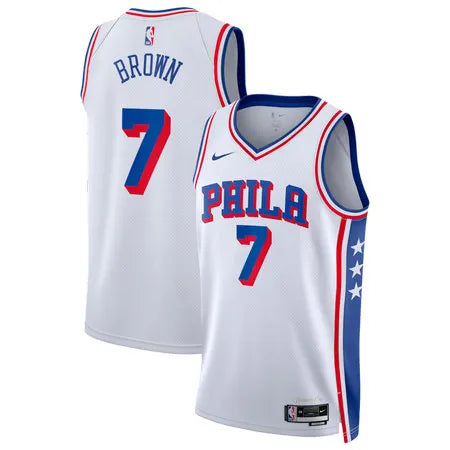 Youth Philadelphia 76ers #7 Jaylen Brown Nike White Swingman Association Edition Jersey