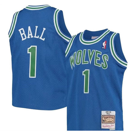 Youth Minnesota Timberwolves #1 LaMelo Ball 2026 Blue Throwback Swingman Jersey