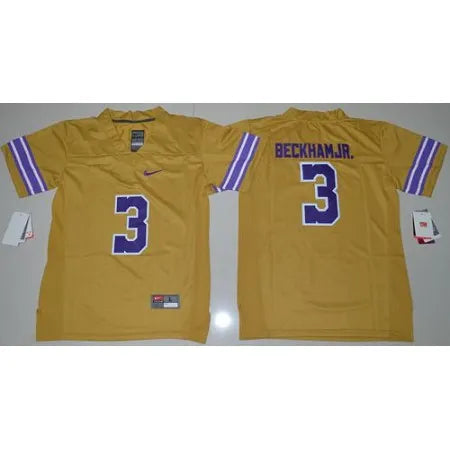 Tigers #3 Odell Beckham Jr Gridiron Gold Limited Legend Stitched Youth NCAA Jersey