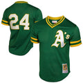 Men's Oakland Athletics #24 Rickey Henderson Green 1991 Cooperstown Mesh Batting Practice Jersey
