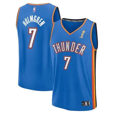 Men's Oklahoma City Thunder #7 Chet Holmgren
Blue 2025 NBA Finals Champions Fast Break Replica Player Icon Edition Jersey