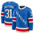 Men's New York Rangers #31 Igor Shesterkin Blue Centennial Premium Jersey