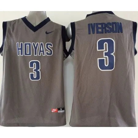 Hoyas #3 Allen Iverson Grey Basketball Stitched NCAA Jersey