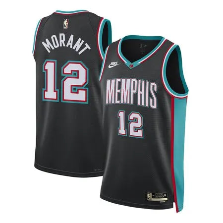 Men's Memphis Grizzlies #12 Ja Morant Black 2025/26 Hardwood Classics Jersey