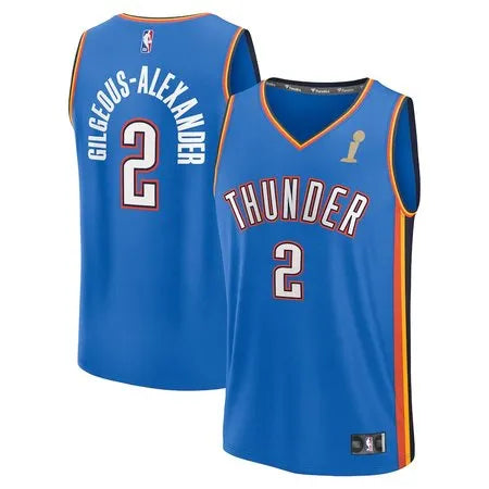 Men's Oklahoma City Thunder #2 Shai Gilgeous-Alexander
Blue 2025 NBA Finals Champions Fast Break Replica Player Icon Edition Jersey