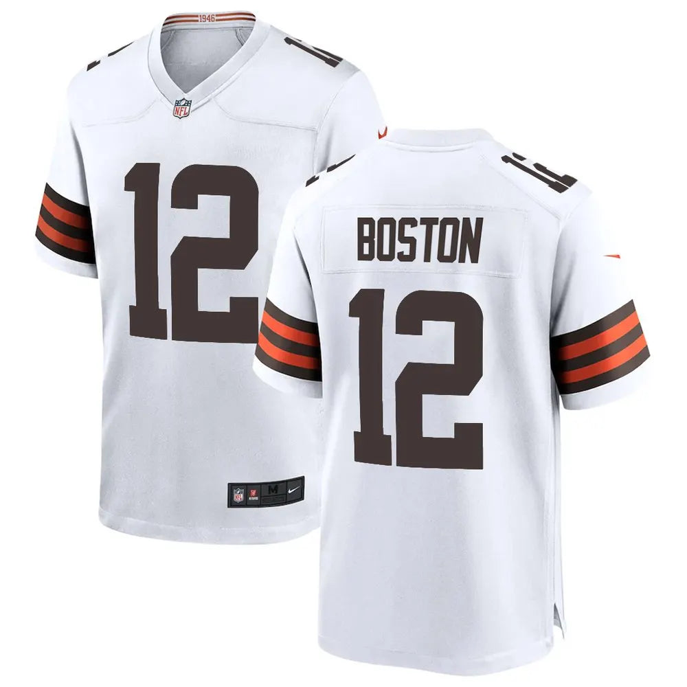 Men's Cleveland Browns #12 Denzel Boston White 2026 NFL Draft Game Jersey (White)