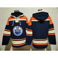 Men's Edmonton Oilers Navy Lace-Up Pullover Hoodie