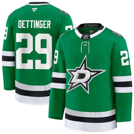 Men's Dallas Stars #29 Jake Oettinger Green 2025-26 Alternate Stitched Hockey Premium Jersey