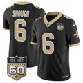 Men's New Orleans Saints #6 Tyler Shough Black 2026 60th Anniversary Patch Vapor F.U.S.E Limited Jersey