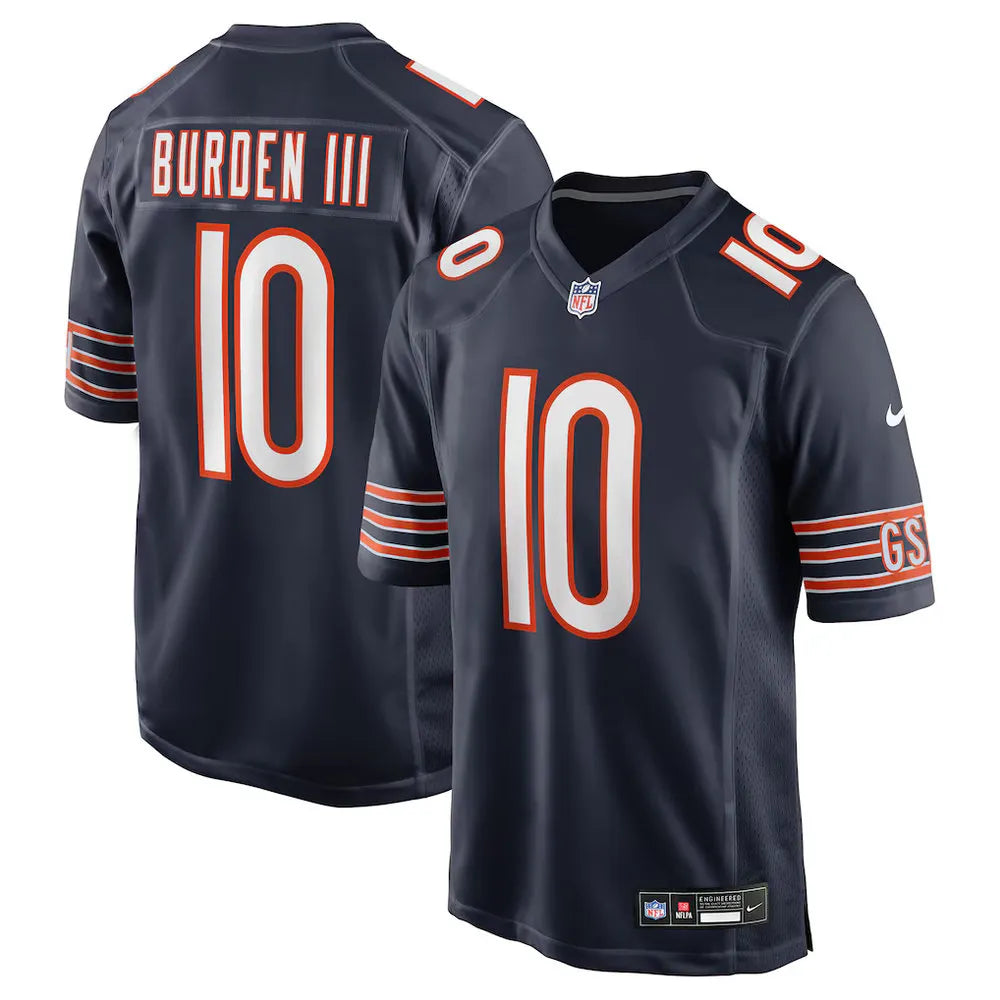 Men's Chicago Bears #10 Luther Burden III Nike Navy Team Game Jersey